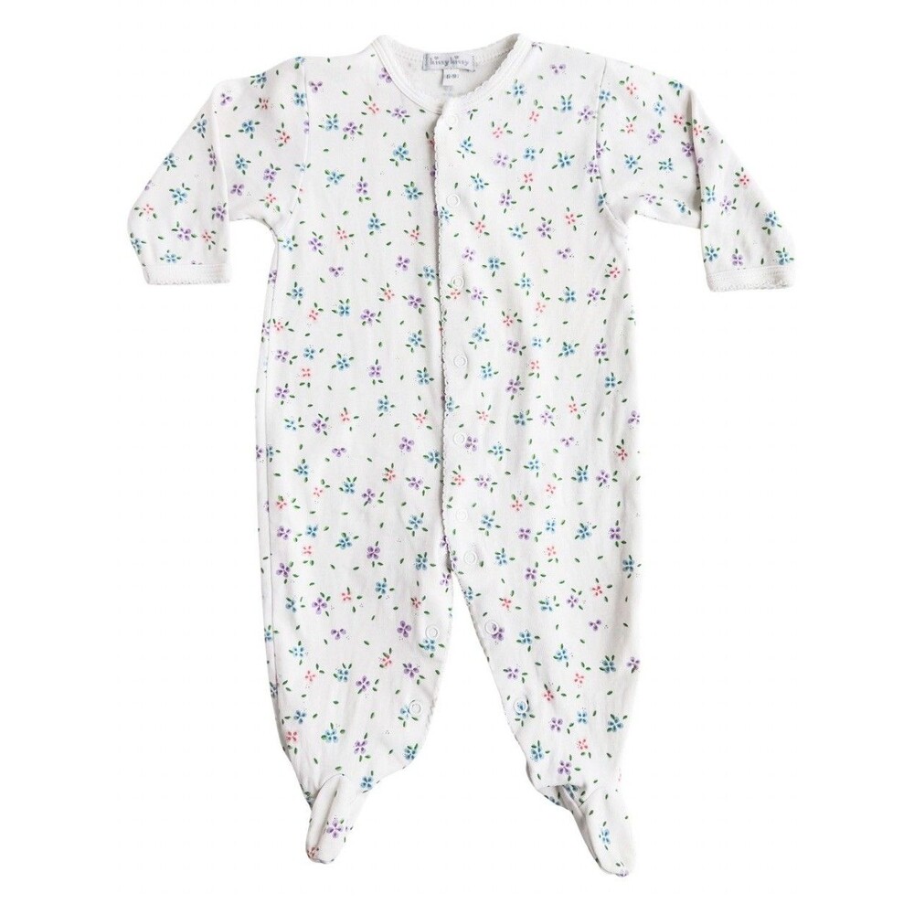 Kissy Kissy Baby Girl 6-9M Floral Pima Cotton Footie Sleeper White Pink